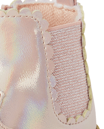Bottines Chelsea à bord festonné pour bébés et petites filles, premiers pas