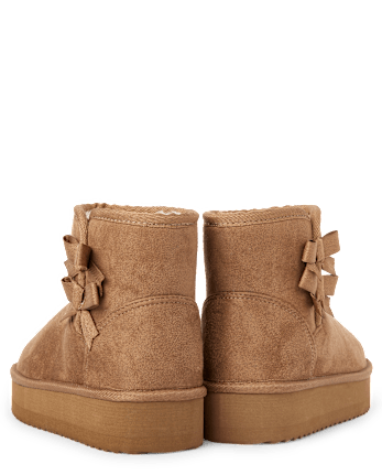 Girls Bow Platform Teddy Boots