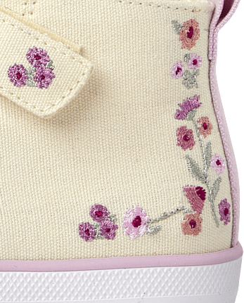 Toddler Girls Embroidered Floral High Top Sneakers