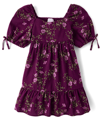 Girls Floral Ruffle Fit And Flare Dress
