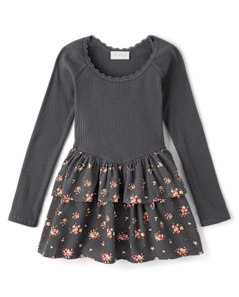Girls Floral V-Waist Dress
