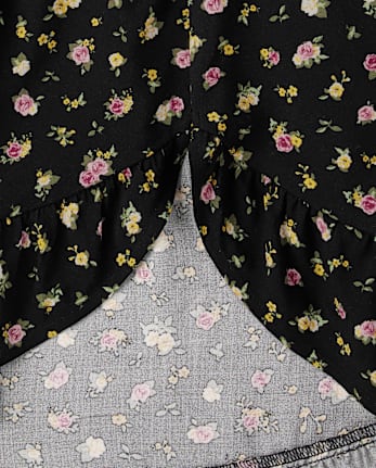 Girls Floral Smocked Midi High Low Dress