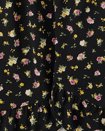 Robe mi-longue à fleurs et smocks pour fille, coupe haute et basse