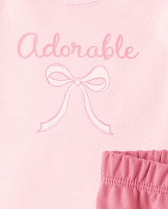 Ensemble 3 pièces pour bébé fille avec nœud papillon