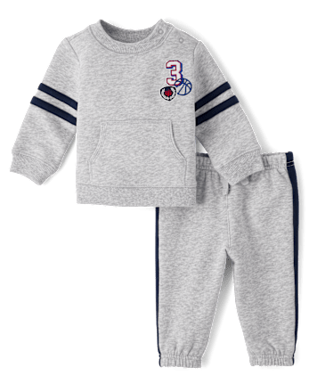 Baby Boys Embroidered Varsity Premium Fleece 2-Piece Playwear Set
