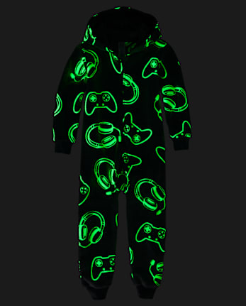 Boys Glow Gamer Sherpa One Piece Pajamas