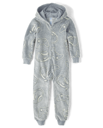 Boys Glow Gamer Sherpa One Piece Pajamas