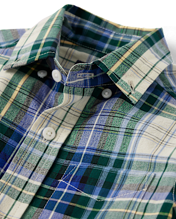 Boys Plaid Poplin Button Up Shirt