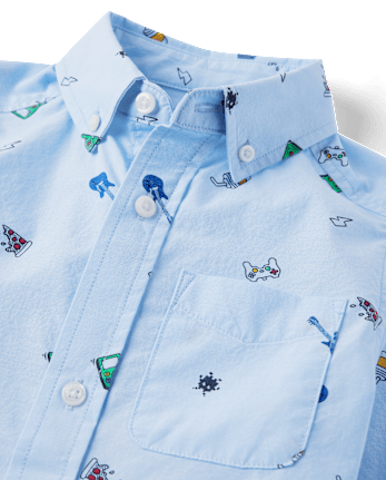 Boys Doodle Poplin Button Up Shirt