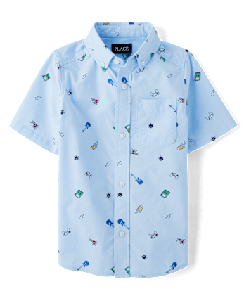 Boys Doodle Poplin Button Up Shirt