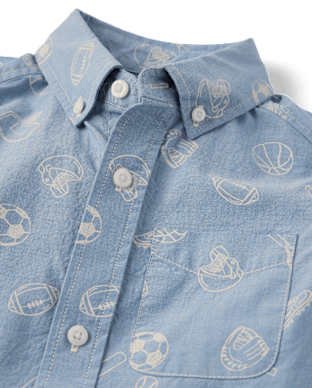 Boys Doodle Poplin Button Up Shirt