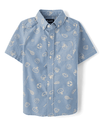 Boys Doodle Poplin Button Up Shirt