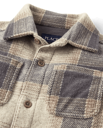 Kids Plaid Knit Button Up Shirt