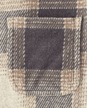 Boys Plaid Luxe Cozy Knit Button Up Shirt