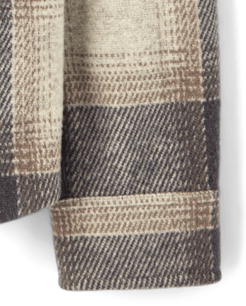 Boys Plaid Luxe Cozy Knit Button Up Shirt