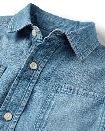 Kids Chambray Utility Button Up Shirt