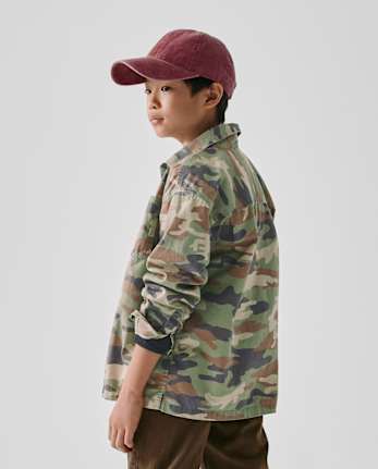 Chemise boutonnée utilitaire camouflage pour enfant