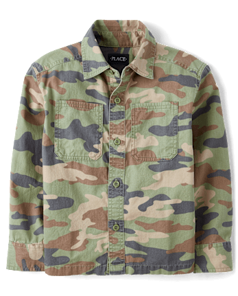 Kids Camo Utility Button Up Shirt