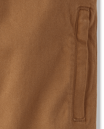 Boys Stretch Roll Cuff Pull On Chino Pants