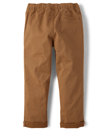 Boys Stretch Roll Cuff Pull On Chino Pants