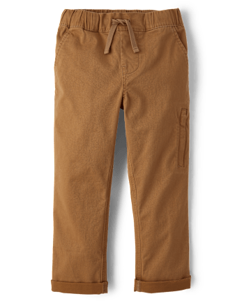 Boys Stretch Roll Cuff Pull On Chino Pants