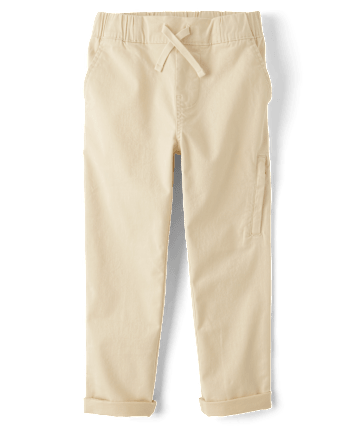 Boys Stretch Roll Cuff Pull On Chino Pants