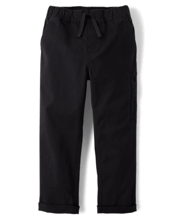 Boys Stretch Roll Cuff Pull On Chino Pants