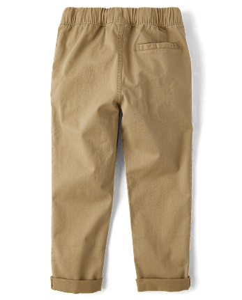 Boys Stretch Roll Cuff Pull On Chino Pants