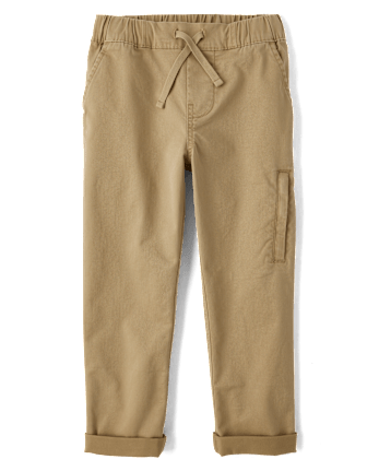 Boys Stretch Roll Cuff Pull On Chino Pants