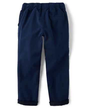 Boys Stretch Roll Cuff Pull On Chino Pants