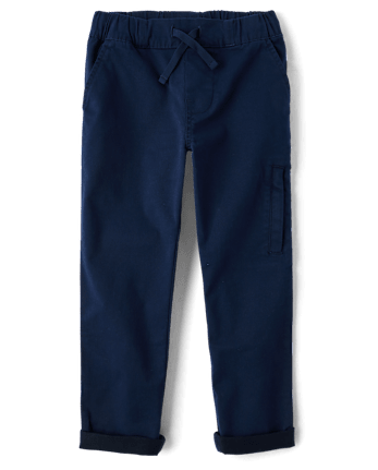 Boys Stretch Roll Cuff Pull On Chino Pants