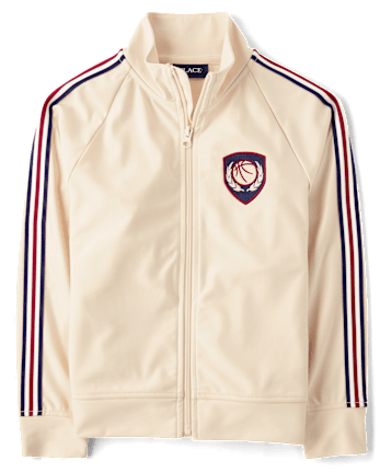 Kids Embroidered Patch Zip Up Track Jacket
