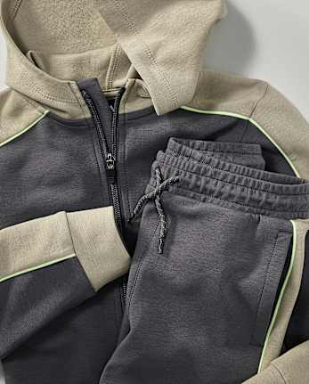 Boys Colorblock Scuba Zip Up Hoodie