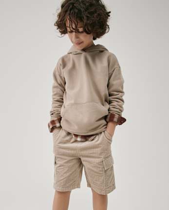 Kids Garment Dyed Premium Fleece Cargo Shorts