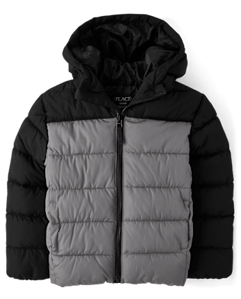 Boys Colorblock Hooded Puffer Jacket