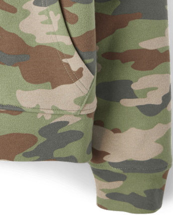 Kids Camo Premium Fleece Sherpa Lined Zip Up Hoodie