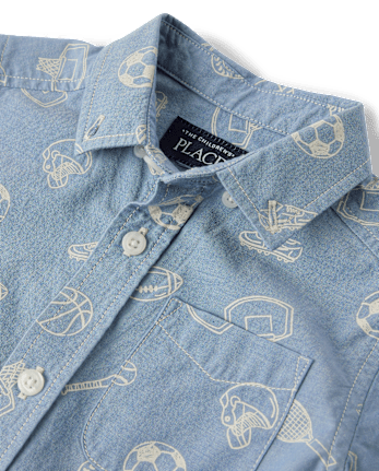 Baby And Toddler Boys Sports Poplin Button Up Shirt
