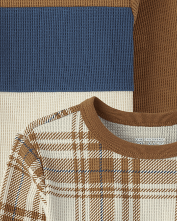 Lot de 3 hauts thermiques colorblock pour bébés et tout-petits garçons