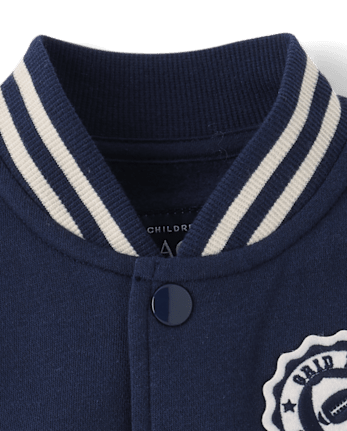Veste bomber en polaire premium à écusson universitaire pour petits garçons