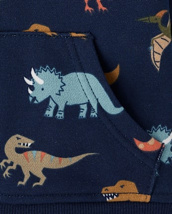 Baby And Toddler Boys Print Premium Fleece Sherpa Lined Zip Up Hoodie