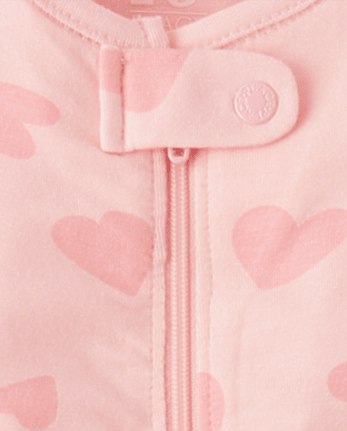 Pyjama une pièce à pieds en forme de cœur pour bébés et petites filles - Ultra doux