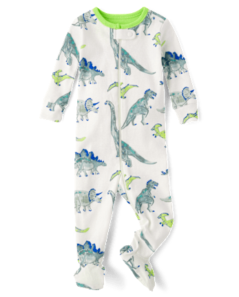 Baby And Toddler Boys Dino Snug Fit Cotton Footed One Piece Pajamas