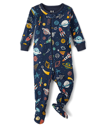 Baby And Toddler Boys Space Snug Fit Cotton Footed One Piece Pajamas