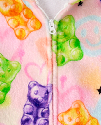 Girls Gummy One Piece Pajamas - Cozy Fleece