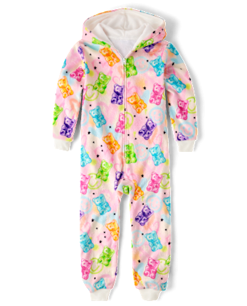 Girls Gummy One Piece Pajamas - Cozy Fleece