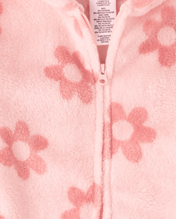 Girls Floral One Piece Pajamas - Cozy Fleece
