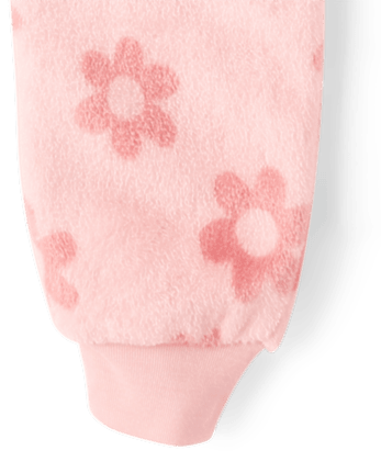 Girls Floral One Piece Pajamas - Cozy Fleece