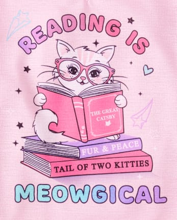Girls Cat Reading Pajamas