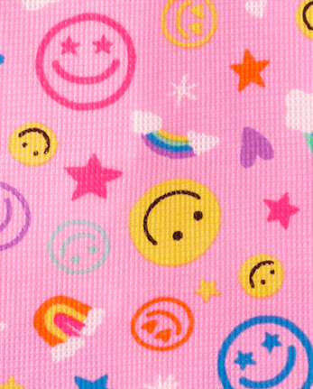 Girls Happy Face Thermal Henley Nightgown