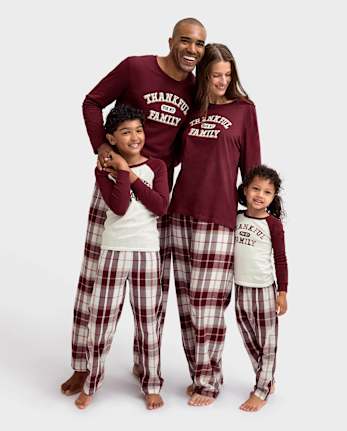 Baby And Toddler Matching Family Thankful For Family Cotton And Flannel Pajamas